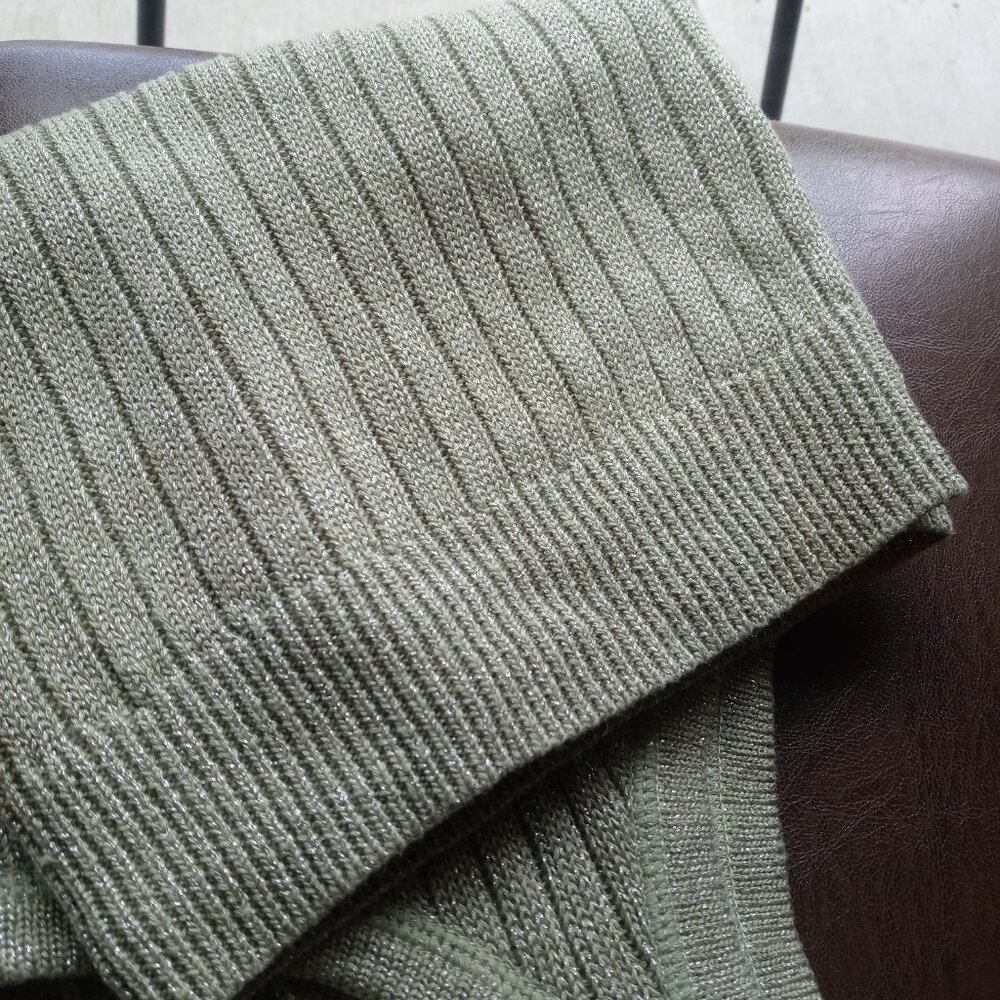LAUREN RALPH LAUREN metallic rib knit sweater tank top in light olive (XL) - Picture 5 of 9